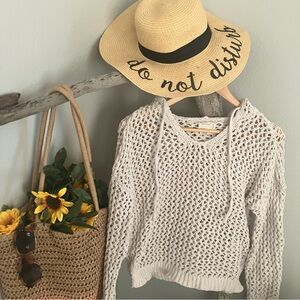 Women's Cream Crocheted Hoodie